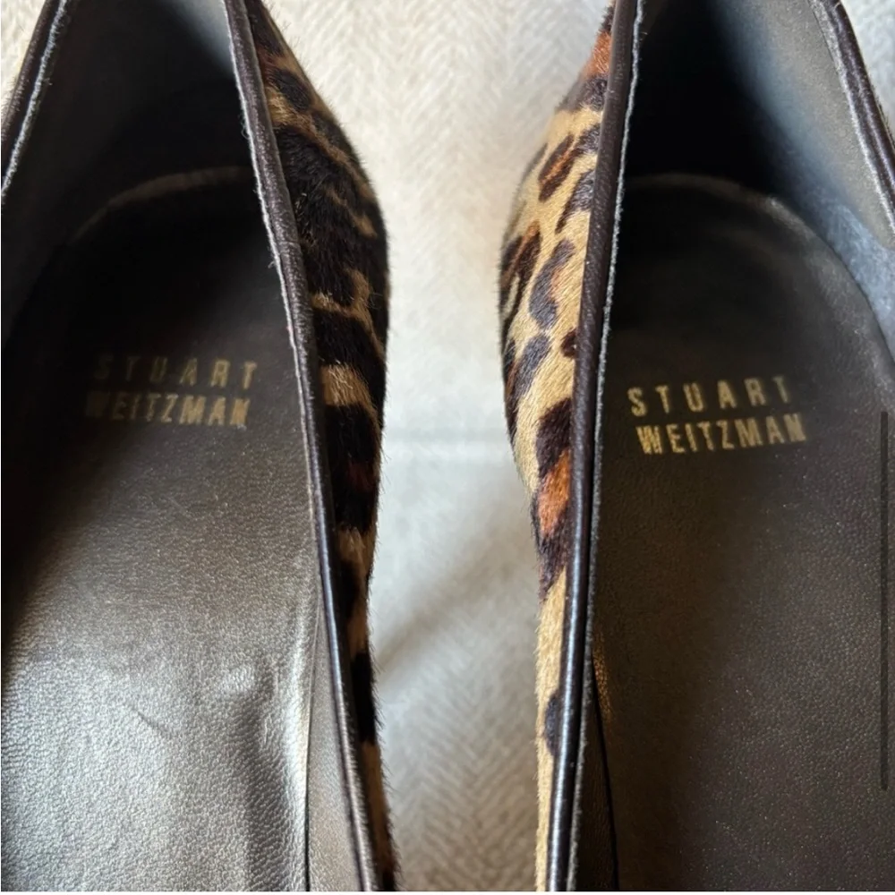 Stuart Weitzman Leopard Print Peep Toe Heels - Picture 5 of 6